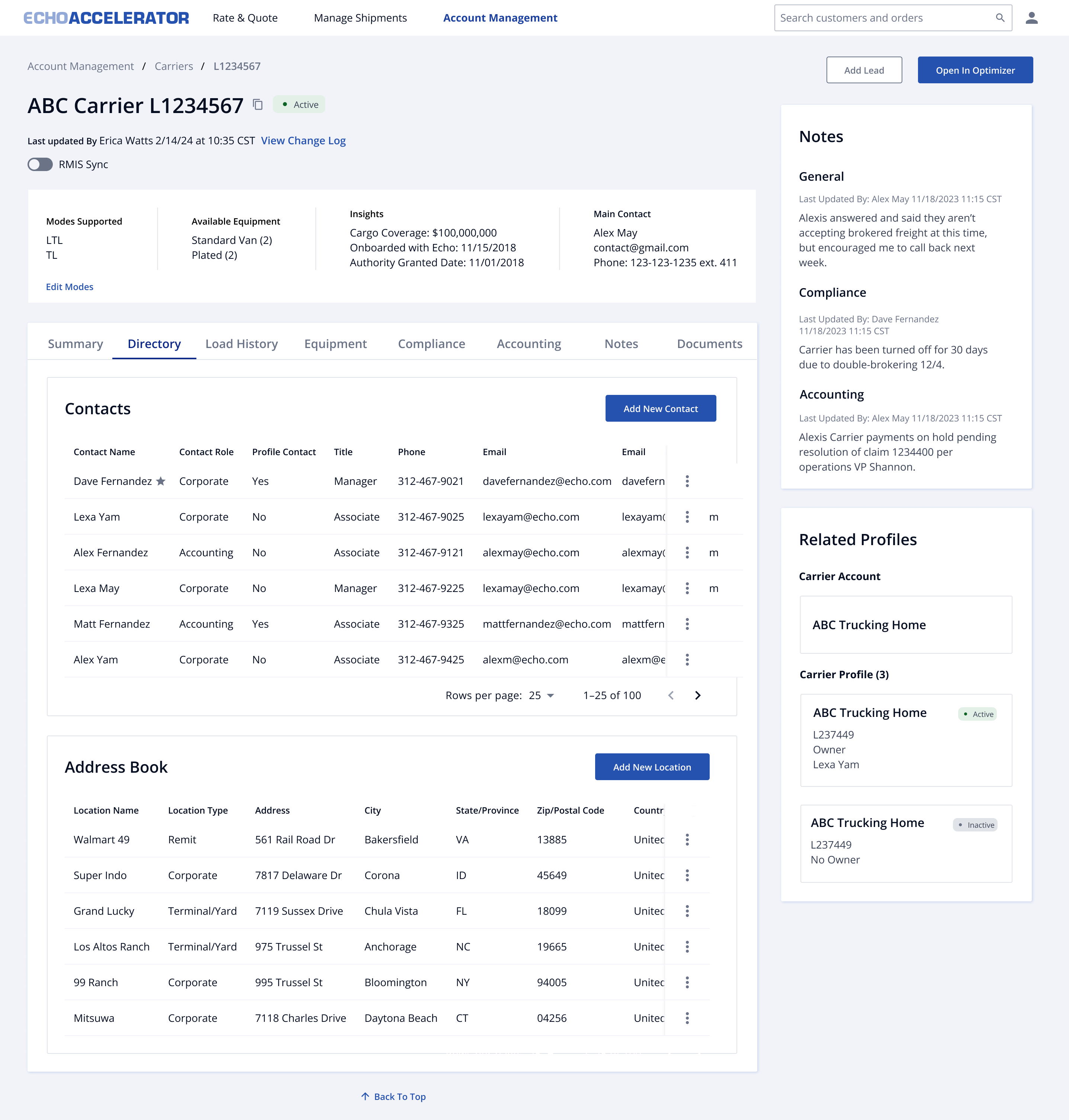 Contacts & Address Management